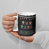 Christmas Colorful Dog Pawprint Ceramic Mug Black Snowflake Pattern Design - Wonder Print Shop