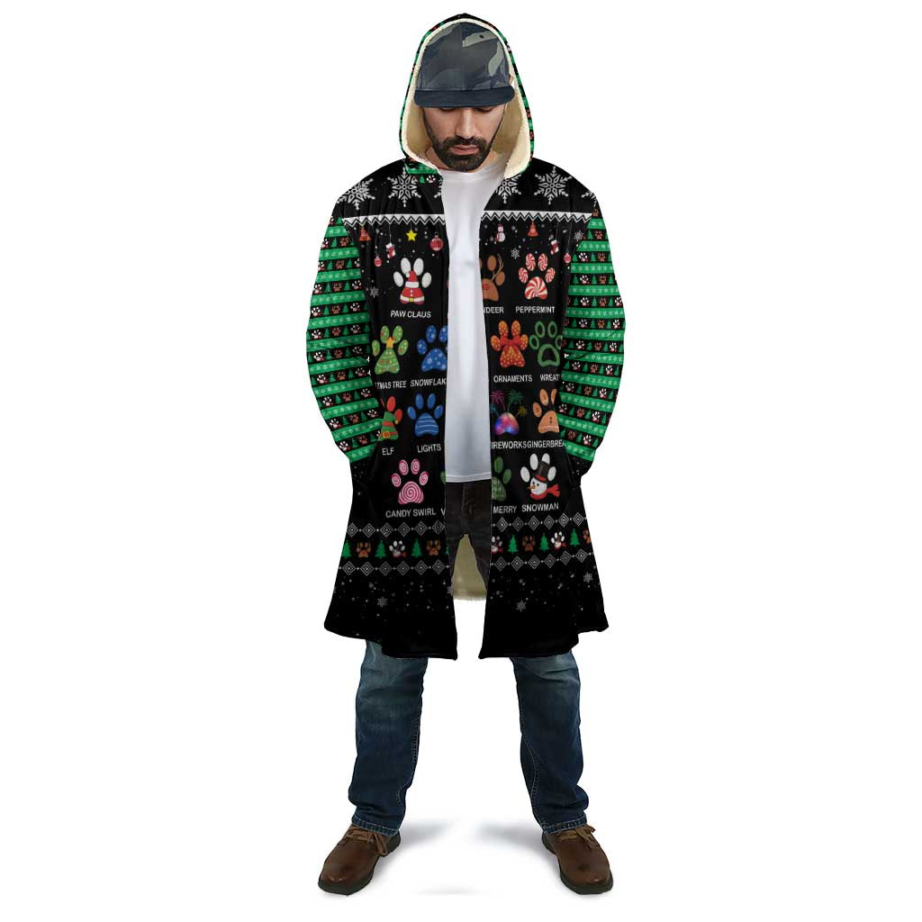 Christmas Colorful Dog Pawprint Cloak Black Snowflake Pattern Design - Wonder Print Shop