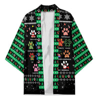 Christmas Colorful Dog Pawprint Kimono Black Snowflake Pattern Design - Wonder Print Shop