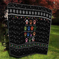 Christmas Colorful Dog Pawprint Quilt Black Snowflake Pattern Design - Wonder Print Shop