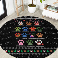Christmas Colorful Dog Pawprint Round Carpet Black Snowflake Pattern Design - Wonder Print Shop