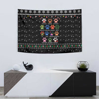 Christmas Colorful Dog Pawprint Tapestry Black Snowflake Pattern Design - Wonder Print Shop