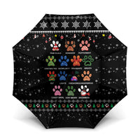 Christmas Colorful Dog Pawprint Umbrella Black Snowflake Pattern Design - Wonder Print Shop