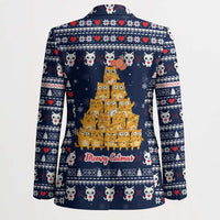 Meowy Catmas Blazer with Orange Cats Christmas Tree and Snowflake Pattern Design - Wonder Print Shop