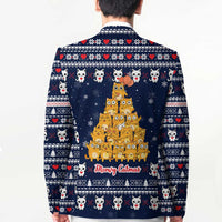 Meowy Catmas Blazer with Orange Cats Christmas Tree and Snowflake Pattern Design - Wonder Print Shop
