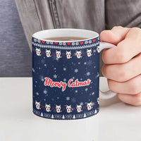 Meowy Catmas Ceramic Mug with Orange Cats Christmas Tree and Snowflake Pattern Design - Wonder Print Shop