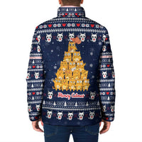 Meowy Catmas Padded Jacket with Orange Cats Christmas Tree and Snowflake Pattern Design - Wonder Print Shop