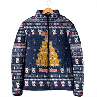 Meowy Catmas Padded Jacket with Orange Cats Christmas Tree and Snowflake Pattern Design - Wonder Print Shop