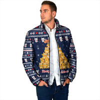 Meowy Catmas Padded Jacket with Orange Cats Christmas Tree and Snowflake Pattern Design - Wonder Print Shop