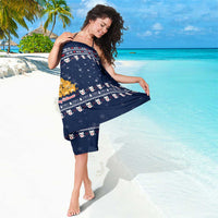 Meowy Catmas Sarong with Orange Cats Christmas Tree and Snowflake Pattern Design - Wonder Print Shop