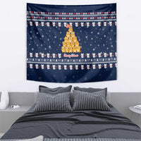 Meowy Catmas Tapestry with Orange Cats Christmas Tree and Snowflake Pattern Design - Wonder Print Shop