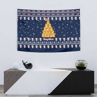 Meowy Catmas Tapestry with Orange Cats Christmas Tree and Snowflake Pattern Design - Wonder Print Shop