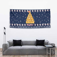 Meowy Catmas Tapestry with Orange Cats Christmas Tree and Snowflake Pattern Design - Wonder Print Shop
