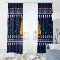 Meowy Catmas Window Curtain with Orange Cats Christmas Tree and Snowflake Pattern Design - Wonder Print Shop