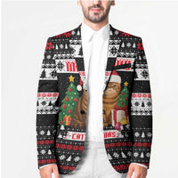 Meowy Catmas Blazer with Tabby Cat Santa Hat and Christmas Tree Gift Pattern Design - Wonder Print Shop