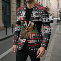 Meowy Catmas Blazer with Tabby Cat Santa Hat and Christmas Tree Gift Pattern Design - Wonder Print Shop