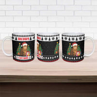 Meowy Catmas Ceramic Mug with Tabby Cat Santa Hat and Christmas Tree Gift Pattern Design - Wonder Print Shop