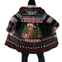 Meowy Catmas Cloak with Tabby Cat Santa Hat and Christmas Tree Gift Pattern Design - Wonder Print Shop