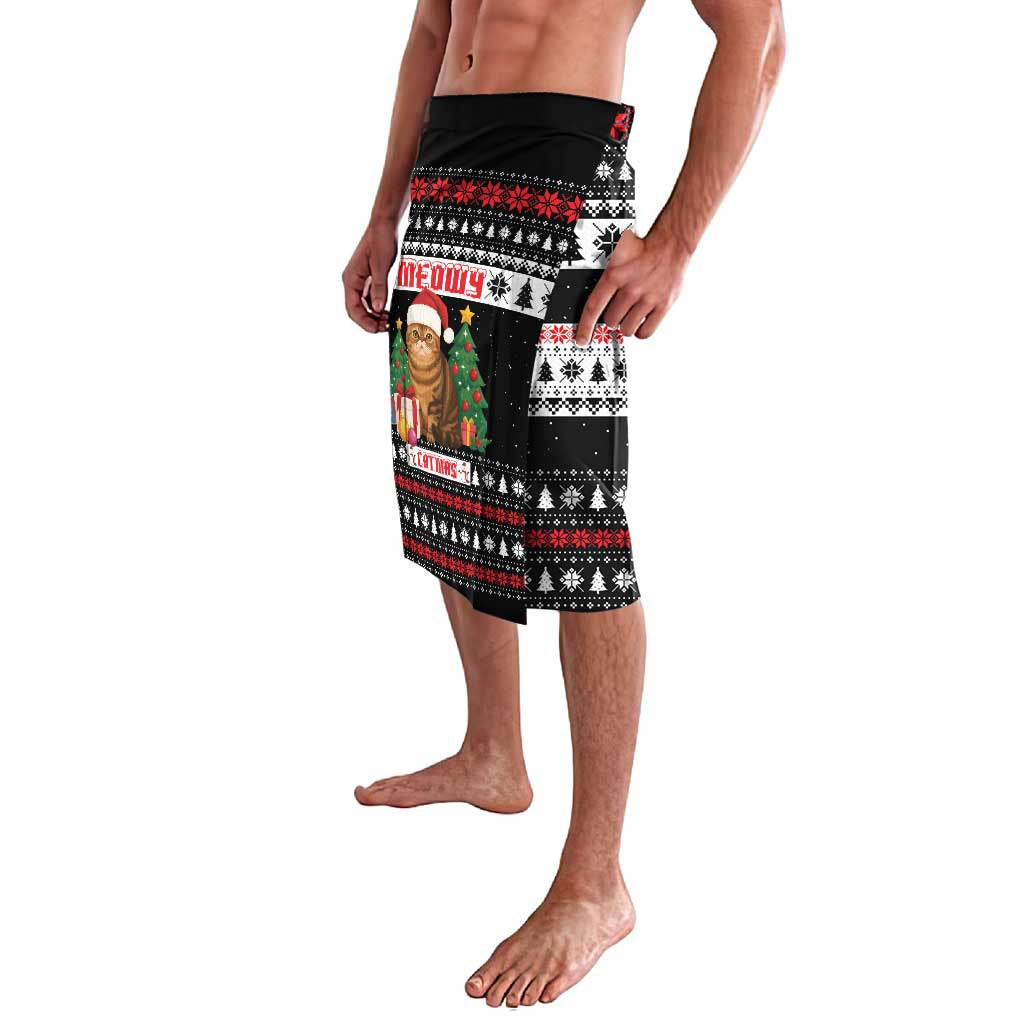 Meowy Catmas Lavalava with Tabby Cat Santa Hat and Christmas Tree Gift Pattern Design - Wonder Print Shop