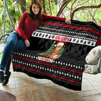 Meowy Catmas Quilt with Tabby Cat Santa Hat and Christmas Tree Gift Pattern Design - Wonder Print Shop