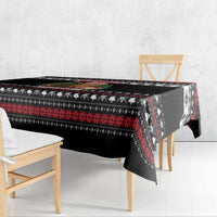 Meowy Catmas Tablecloth with Tabby Cat Santa Hat and Christmas Tree Gift Pattern Design - Wonder Print Shop