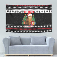 Meowy Catmas Tapestry with Tabby Cat Santa Hat and Christmas Tree Gift Pattern Design - Wonder Print Shop