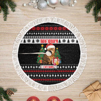 Meowy Catmas Tree Skirt with Tabby Cat Santa Hat and Christmas Tree Gift Pattern Design - Wonder Print Shop