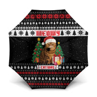 Meowy Catmas Umbrella with Tabby Cat Santa Hat and Christmas Tree Gift Pattern Design - Wonder Print Shop