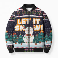 Let It Snow Christmas Bomber Puffer Jacket Funny Xmas Holiday Patterns - Wonder Print Shop
