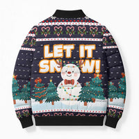 Let It Snow Christmas Bomber Puffer Jacket Funny Xmas Holiday Patterns - Wonder Print Shop