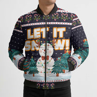 Let It Snow Christmas Bomber Puffer Jacket Funny Xmas Holiday Patterns - Wonder Print Shop