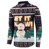 Let It Snow Christmas Button Sweatshirt Funny Xmas Holiday Patterns - Wonder Print Shop