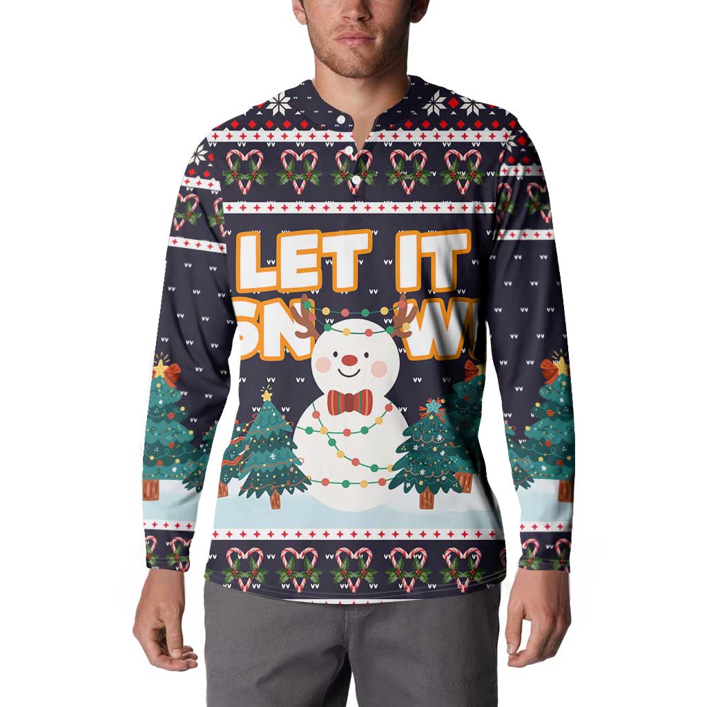 Let It Snow Christmas Button Sweatshirt Funny Xmas Holiday Patterns - Wonder Print Shop