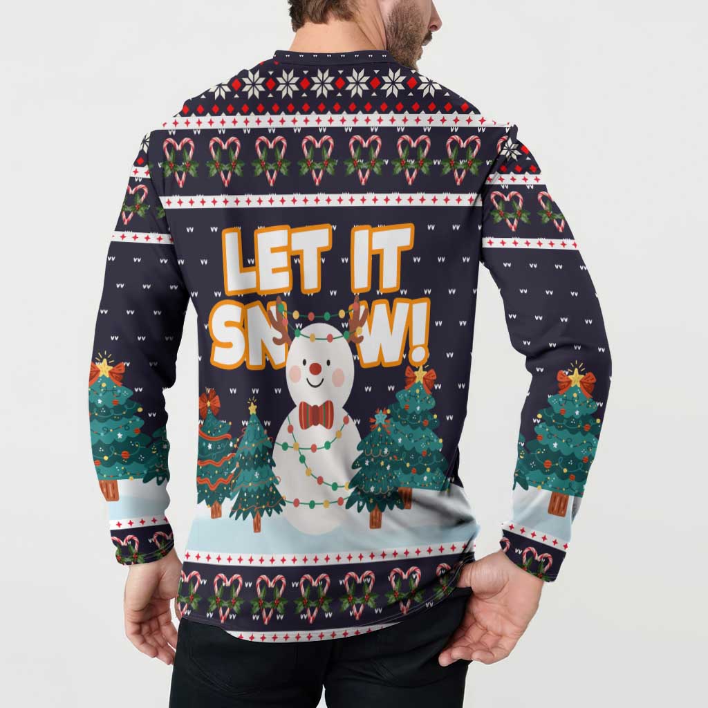 Let It Snow Christmas Button Sweatshirt Funny Xmas Holiday Patterns - Wonder Print Shop