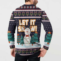 Let It Snow Christmas Button Sweatshirt Funny Xmas Holiday Patterns - Wonder Print Shop