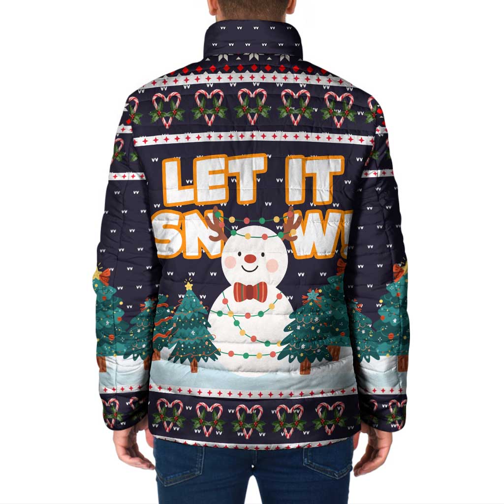 Let It Snow Christmas Padded Jacket Funny Xmas Holiday Patterns - Wonder Print Shop