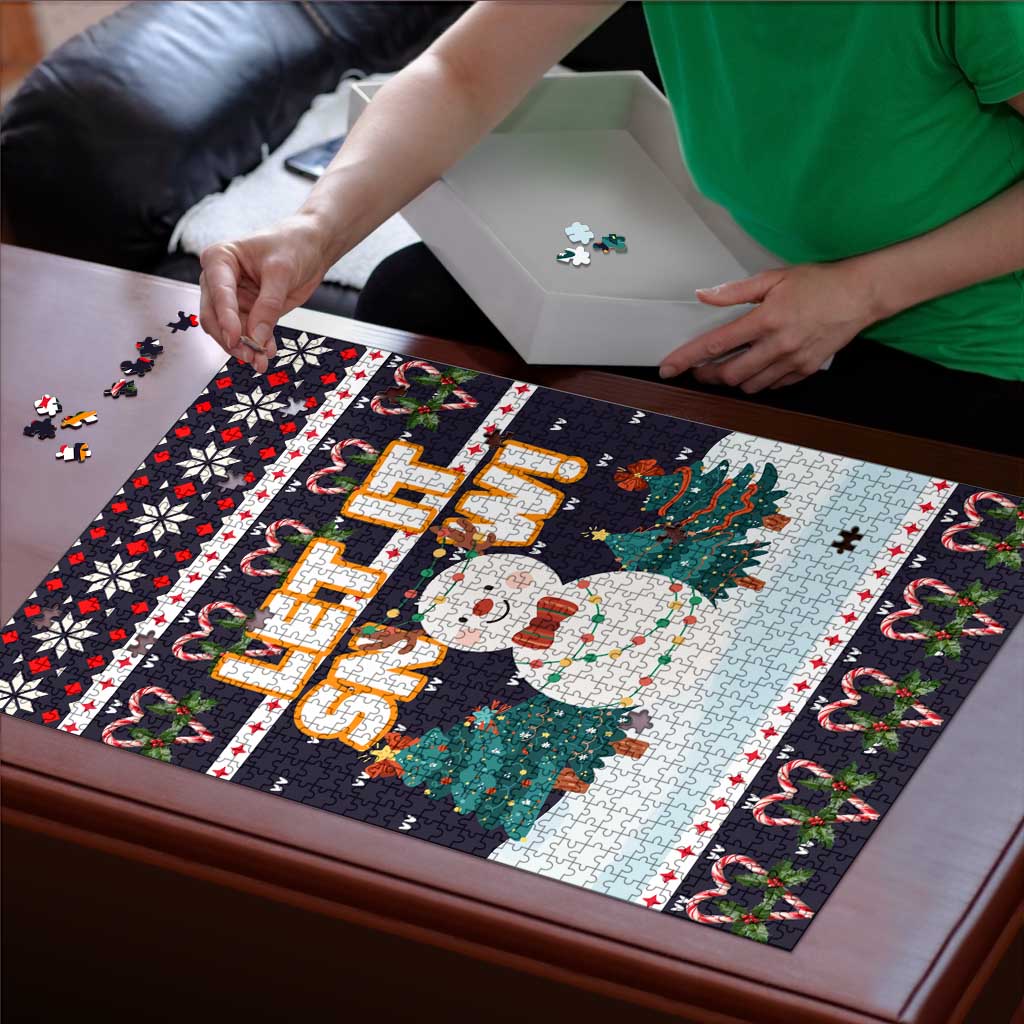Let It Snow Christmas Puzzle Funny Xmas Holiday Patterns - Wonder Print Shop
