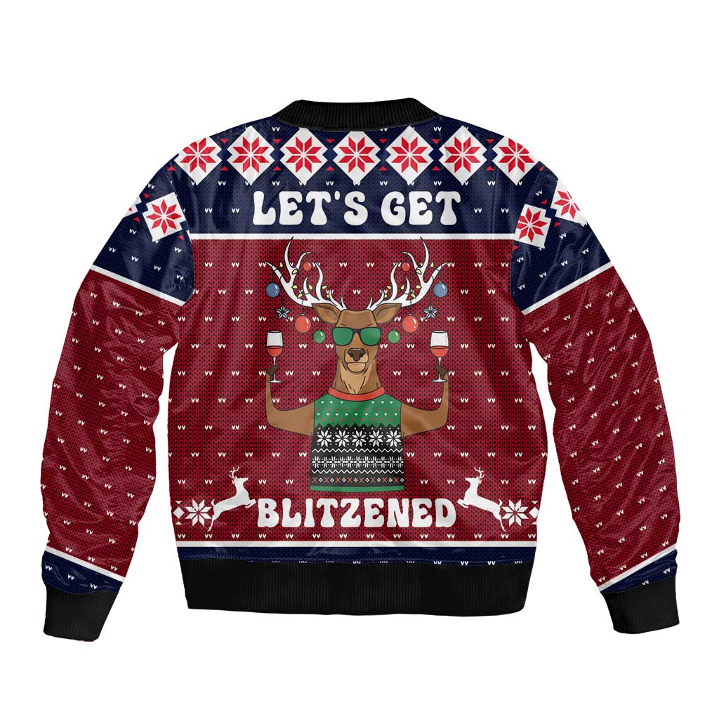Lets Get Slouchy Christmas Bomber Jacket Funny Xmas Holiday Patterns - Wonder Print Shop