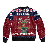Lets Get Slouchy Christmas Bomber Jacket Funny Xmas Holiday Patterns - Wonder Print Shop