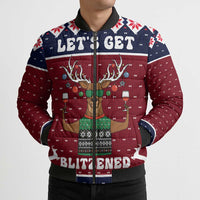 Lets Get Slouchy Christmas Bomber Puffer Jacket Funny Xmas Holiday Patterns - Wonder Print Shop
