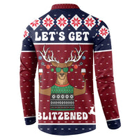 Lets Get Slouchy Christmas Button Sweatshirt Funny Xmas Holiday Patterns - Wonder Print Shop