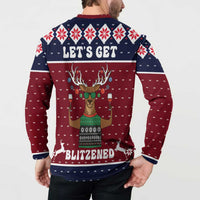 Lets Get Slouchy Christmas Button Sweatshirt Funny Xmas Holiday Patterns - Wonder Print Shop