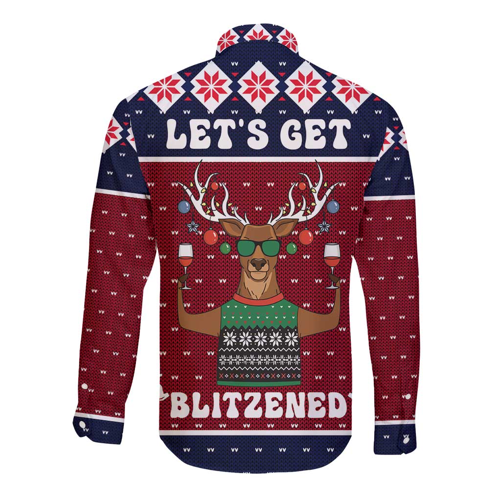 Lets Get Slouchy Christmas Long Sleeve Button Shirt Funny Xmas Holiday Patterns - Wonder Print Shop
