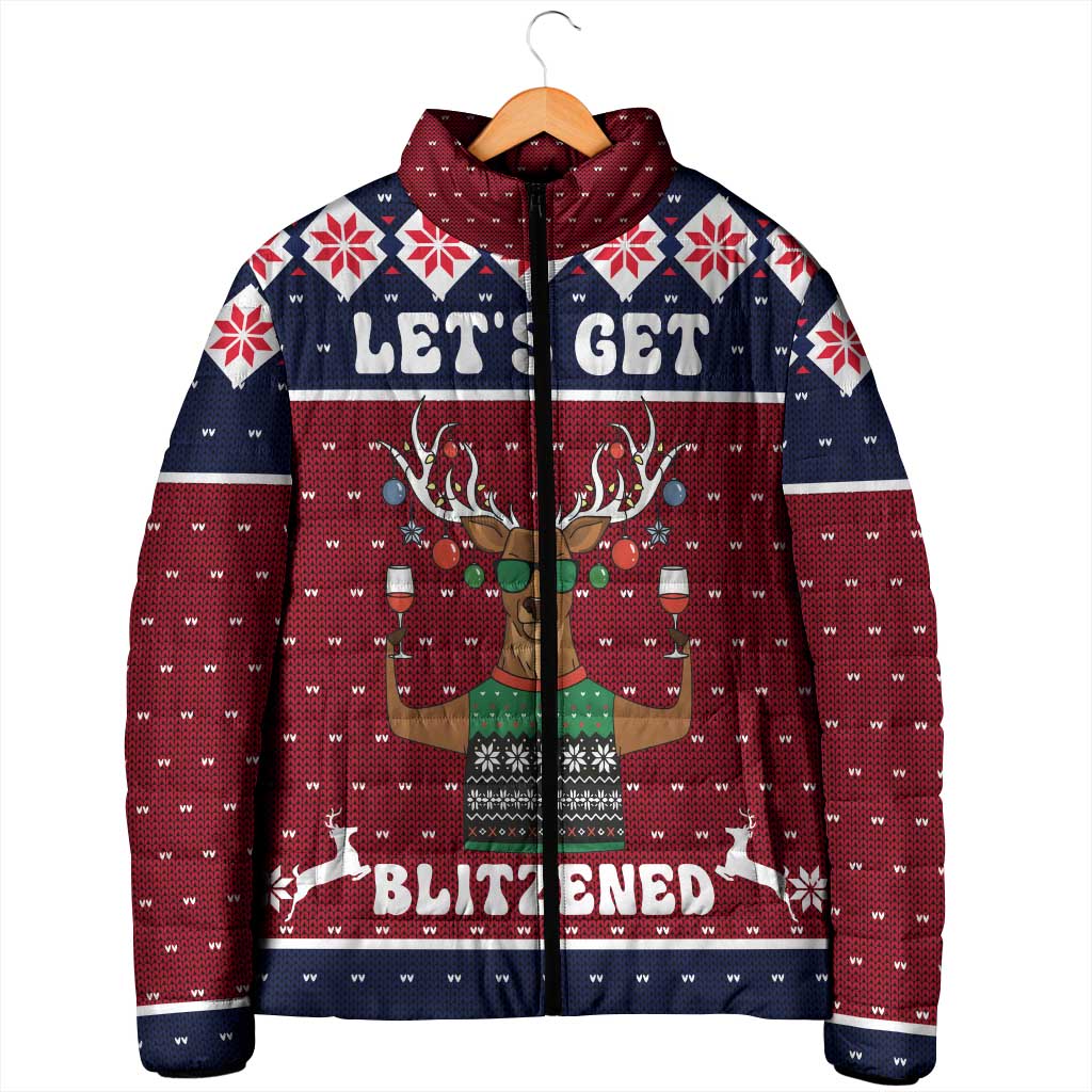 Lets Get Slouchy Christmas Padded Jacket Funny Xmas Holiday Patterns - Wonder Print Shop