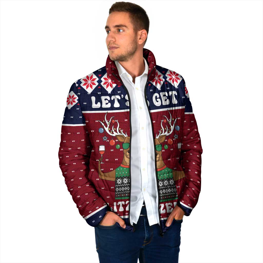 Lets Get Slouchy Christmas Padded Jacket Funny Xmas Holiday Patterns - Wonder Print Shop