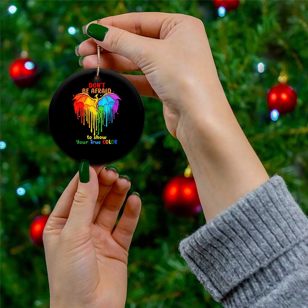 LGBT Dont Be Afraid Christmas Ceramic Ornament Xmas Holiday Patterns - Wonder Print Shop
