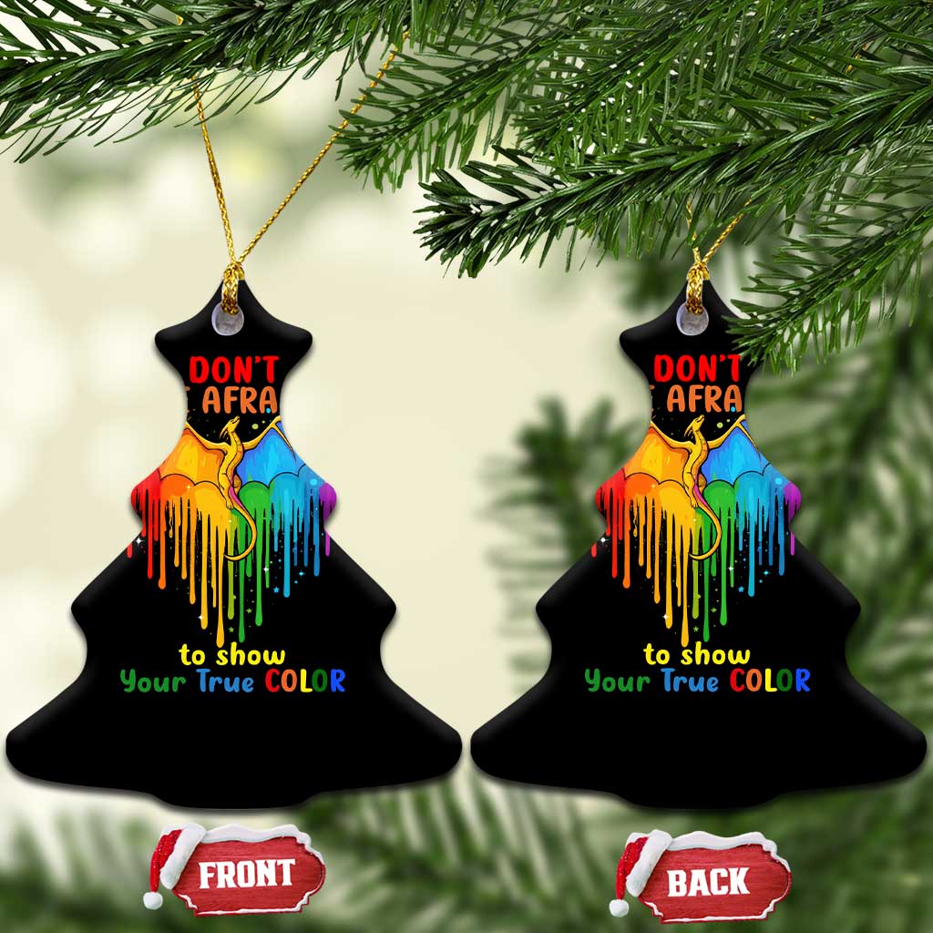 LGBT Dont Be Afraid Christmas Ceramic Ornament Xmas Holiday Patterns - Wonder Print Shop