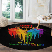 LGBT Dont Be Afraid Christmas Round Carpet Xmas Holiday Patterns - Wonder Print Shop