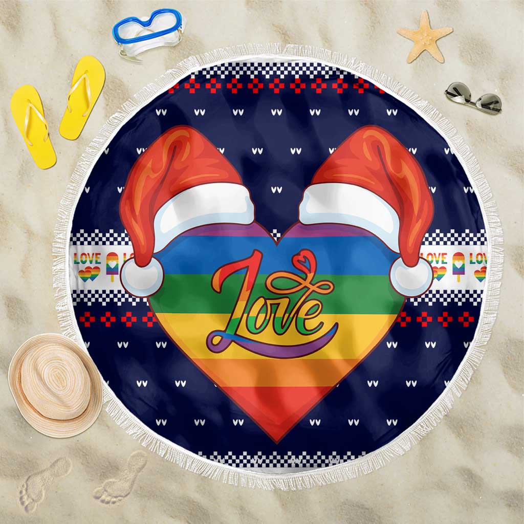 LGBT Heart Christmas Yall Christmas Beach Blanket Xmas Holiday Patterns - Wonder Print Shop
