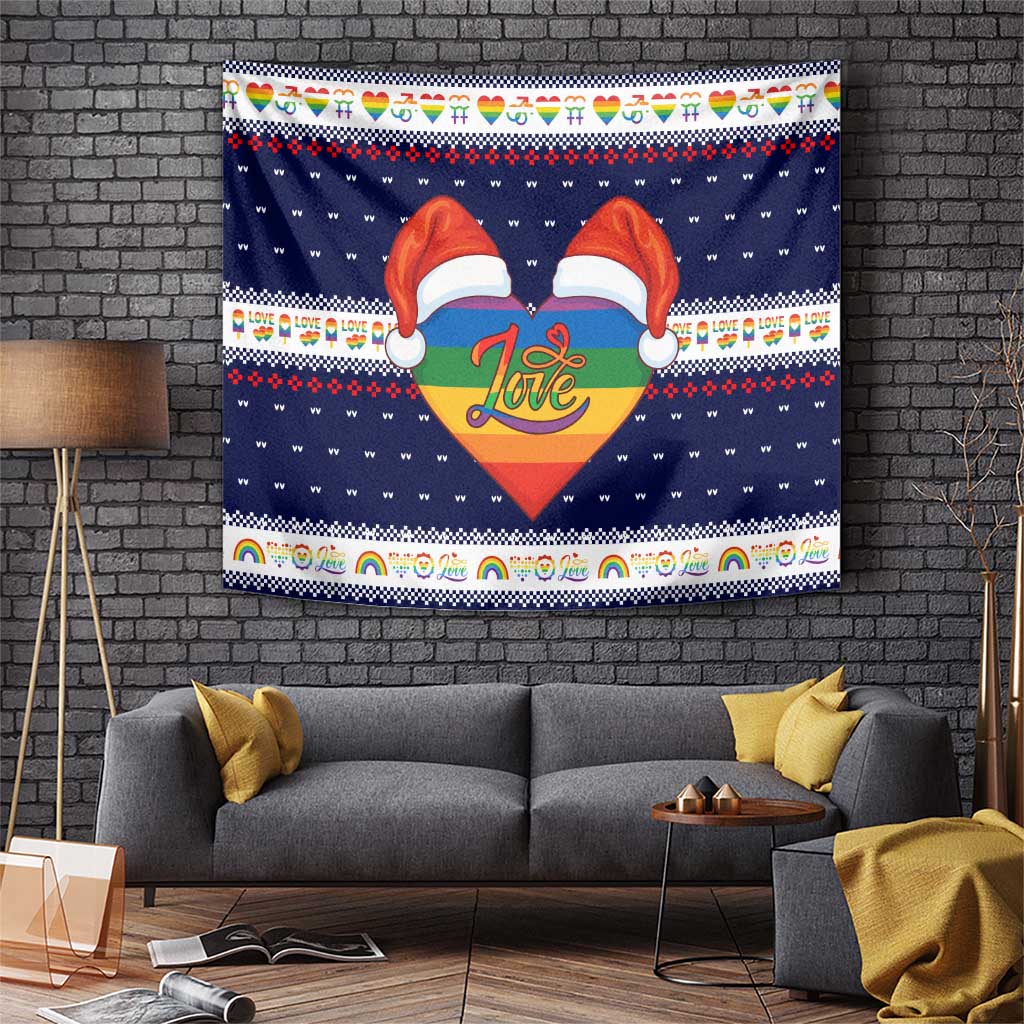 LGBT Heart Christmas Yall Christmas Tapestry Xmas Holiday Patterns - Wonder Print Shop